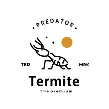 Hipster termite logo vector outline monoline art icon Stock Illustration
