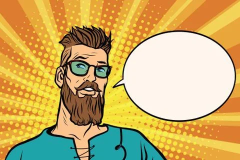 Hipster is thinking about something, a comic book bubble Illustrazione stock