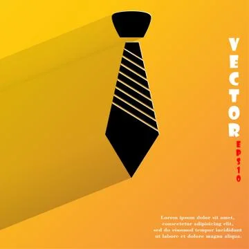 Hipster tie. Flat modern web button with long shadow and space for your text 库存插图