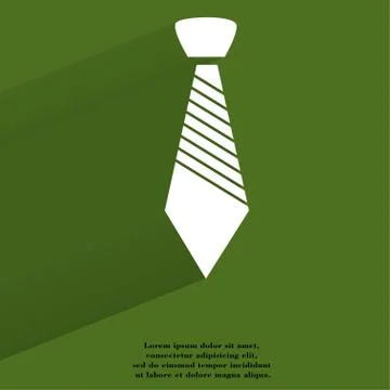 Hipster tie. Flat modern web button with long shadow and space for your text 库存插图