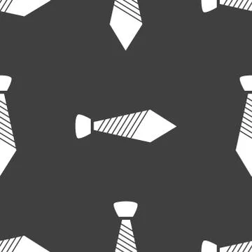 Hipster tie web icon. flat design. Seamless gray pattern. Stock Illustration