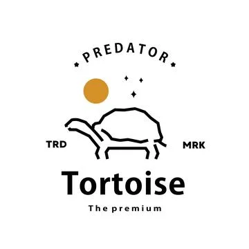 Hipster tortoise logo vector outline monoline art icon Stock Illustration