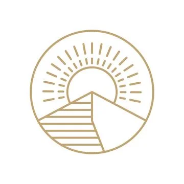 Hipster triangle mountain with sun logo design, vector graphic symbol icon .. Illustrazione stock
