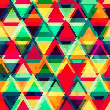 Hipster triangle seamless pattern with grunge effect Stock Illustration