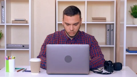 Hipster typing on computer Stock Footage 86423913