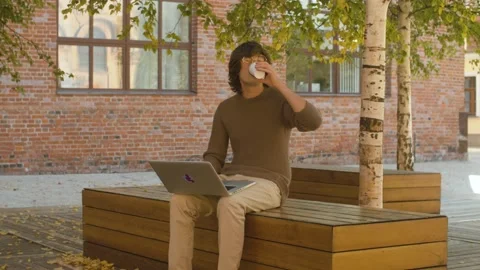 Hipster typing on laptop Video stock 142450636