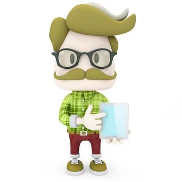Hipster using a tablet Stock Illustration