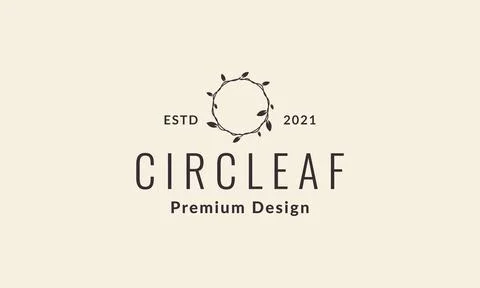 Hipster vines leaf circle logo symbol vector icon illustration graphic design Stock Illustration