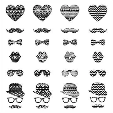 Hipster vintage icon with aztec pattern background Stock Illustration