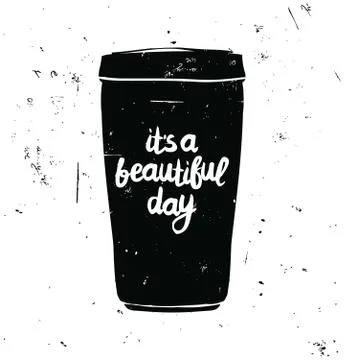 Hipster Vintage Stylized Lettering poster With Coffee Mug in grunge style Stock-Illustration