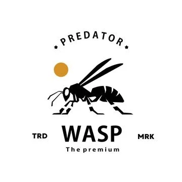 Hipster wasp logo vector outline silhouette art icon Stock Illustration