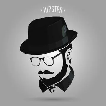 Hipster wearing hat Stock Illustration