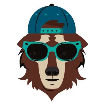 Hipster wolf cool sketch Stock Illustration