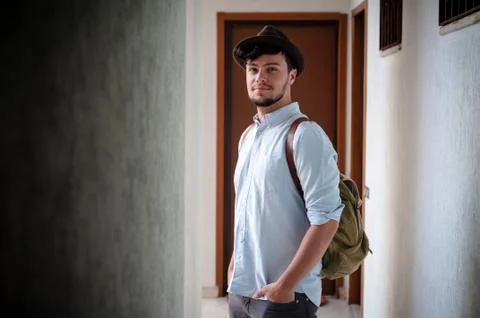Hipster young man posing Stock Photos