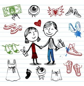 Hipsters doodle set Stock Illustration