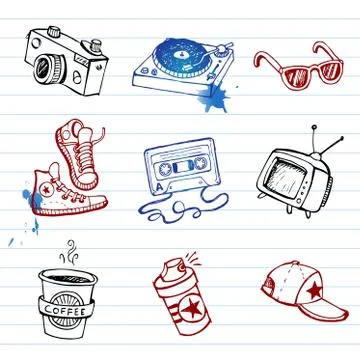 Hipsters doodle set Stock Illustration