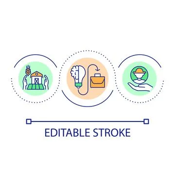 Hire farm specialists loop concept icon Stock Illustration
