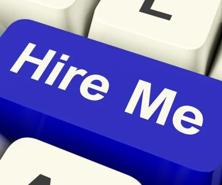 Hire me computer key showing work and careers search online Illustrazione stock