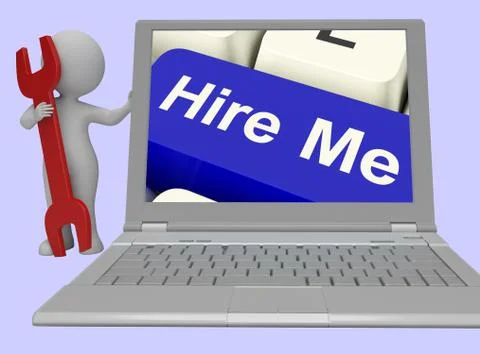 Hire Me Computer Key Showing Work And Careers Search Online Stock Illustration