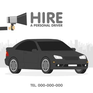 Hire a personal driver ads template vector illustrator 스톡 일러스트