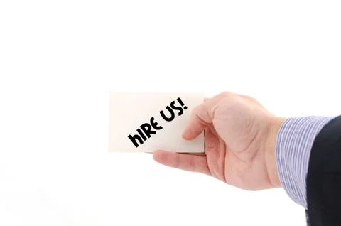 Hire us text concept Stock Photos