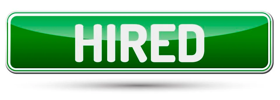 HIRED - Abstract beautiful button with text. Stock Illustration