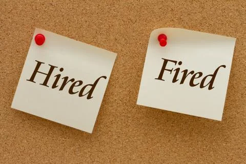 Hired versus fired Stock Illustration