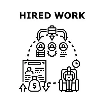 Hired work concept for freelance remote job Stock Illustration