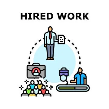 Hired work process finding job employment candidates Stock Illustration