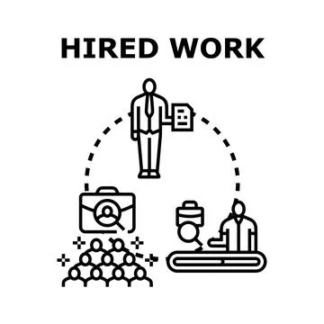 Hired work process finding job employment candidates 库存插图