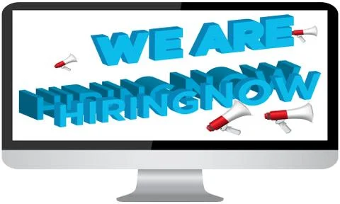 Hiring advertisement on desktop screen with effects Stock-Illustration