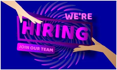 Hiring advertisement with hands on abstract background Stock Illustration