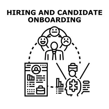 Hiring and candidate onboarding process vector illustration 스톡 일러스트