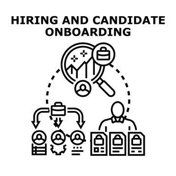 Hiring and candidate onboarding process concept vector Stock Illustration