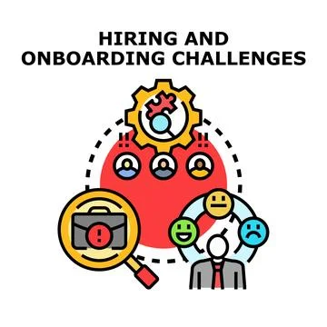Hiring and onboarding challenges process vector illustration Stock Illustration
