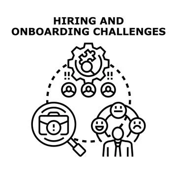 Hiring and onboarding challenges process vector illustration Stock Illustration