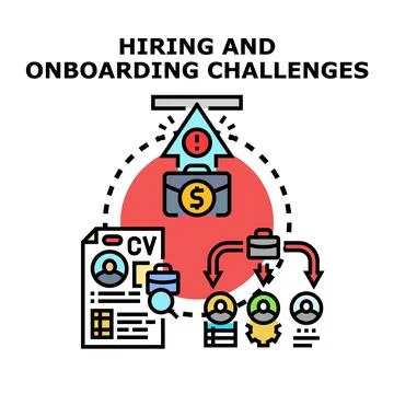 Hiring and onboarding process facing recruitment challenges Stock Illustration