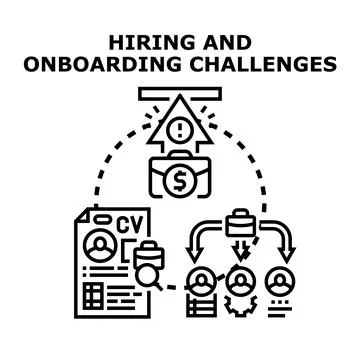 Hiring and onboarding process facing recruitment challenges Stock Illustration