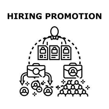 Hiring and promotion process in human resources management 库存插图