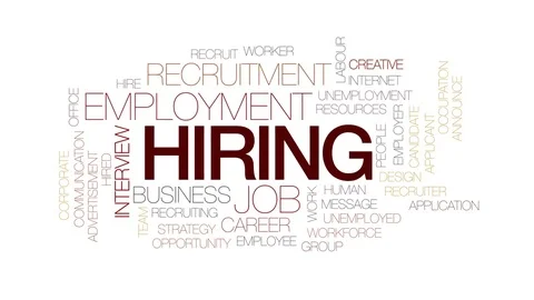 Hiring animated word cloud, text design animation. Kinetic typography. Stock Footage 74905229