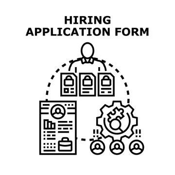 Hiring application form and recruitment process concept Stock Illustration