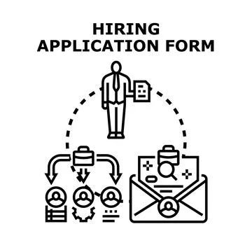 Hiring application form process with candidate selection Stock Illustration
