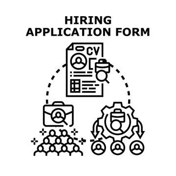 Hiring application form recruitment process hr concept Stock Illustration