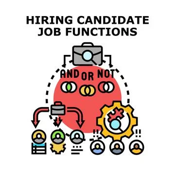 Hiring candidate job functions selection process diagram Stockillustratie