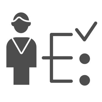 Hiring candidate solid icon. Man with tick vector illustration isolated on white Stock Illustration