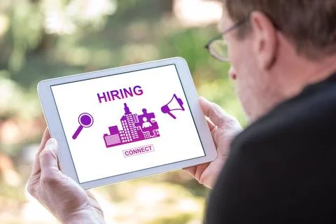 Hiring concept on a tablet Stock-Fotos