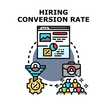 Hiring conversion rate optimizing recruitment funnel process Stock Illustration