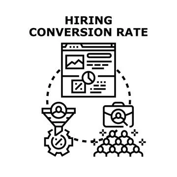 Hiring conversion rate optimizing recruitment funnel process Stock Illustration