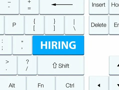 Hiring cyan blue keyboard button Stock Illustration