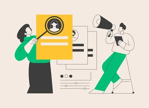 Hiring employee abstract concept vector illustration. Illustrazione stock